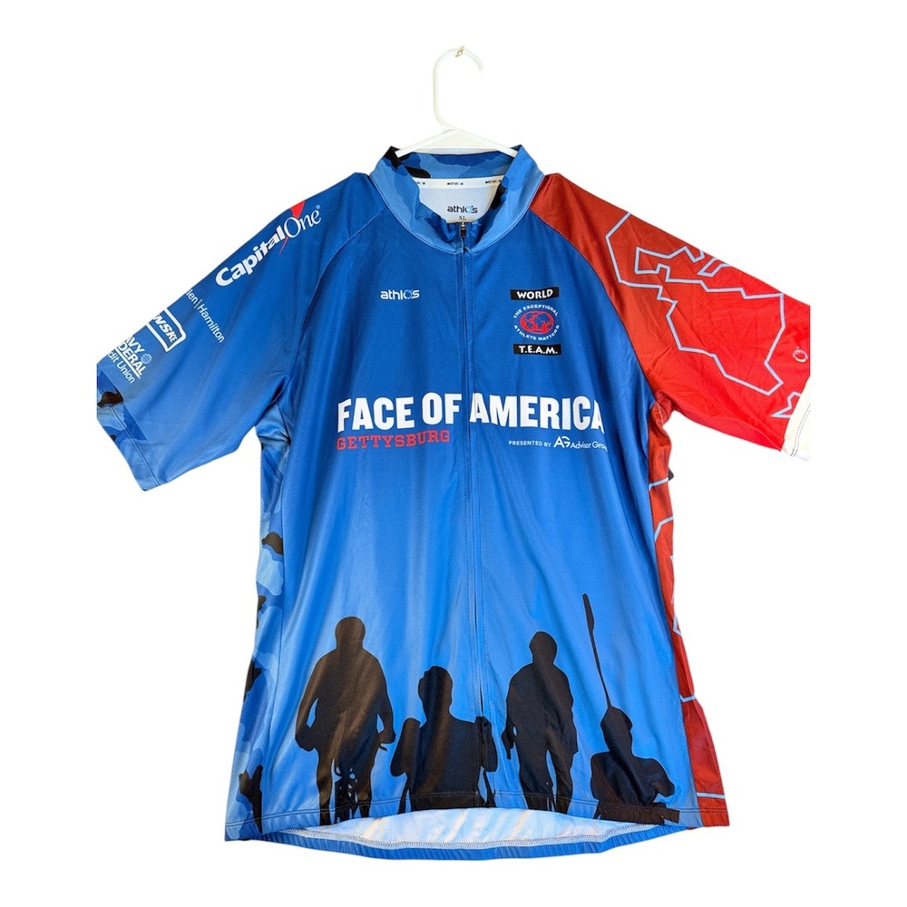 Athlos Cycling Jersey Men XL Blue Face of America Gettysburg SquadOne JSGM200